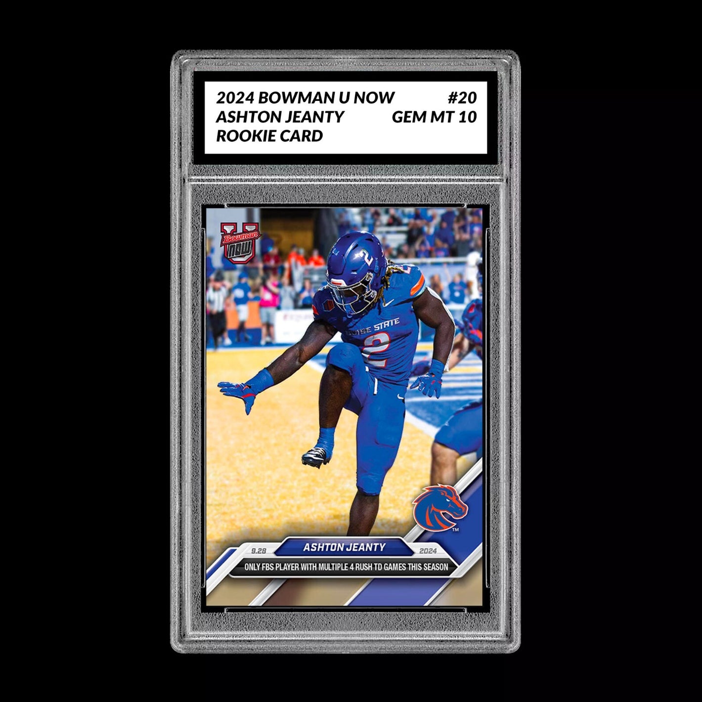Graded 10 Ashton Jeanty RC 2024 Bowman U Now Heisman Card 20 Boise State Rookie Football