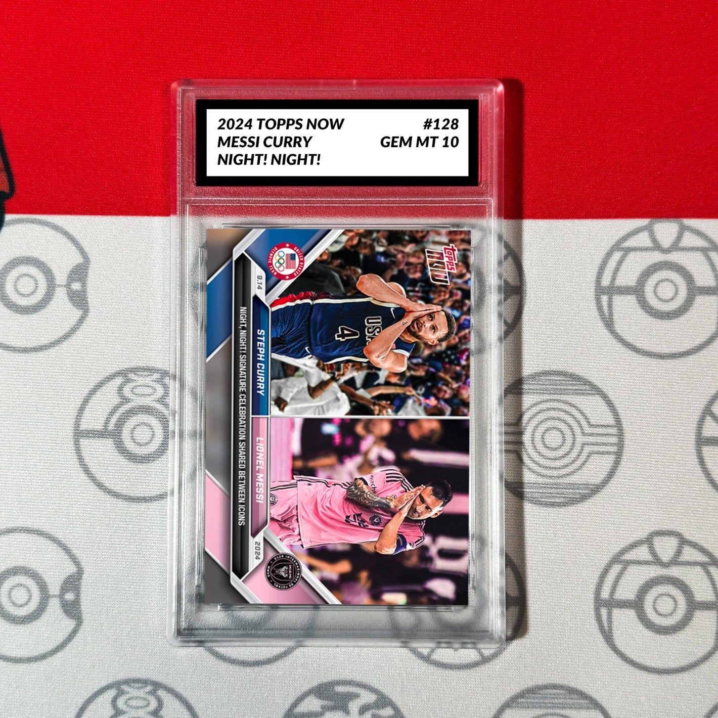 GRADED 10 Lionel Messi/Steph Curry 2024 MLS NBA TOPPS NOW Card #128 Basketball,Soccer