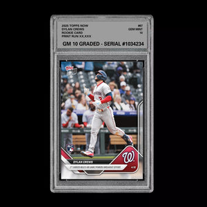 Graded 10 Dylan Crews RC Nationals Multi HR Game 2025 Topps NOW Card 87  Baseball