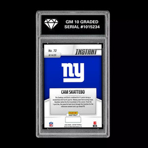 GM10 Graded 10 CAM SKATTEBO RC ROOKIE SP 2025 Panini Instant NFL #70  Football