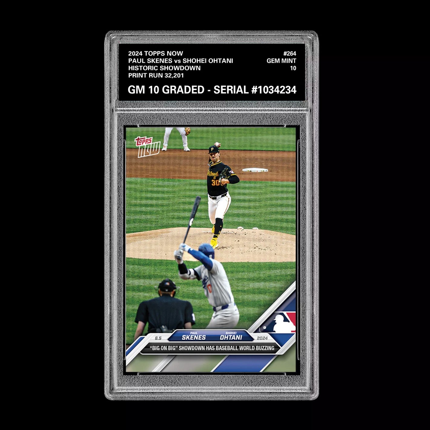 Graded 10 Paul Skenes vs Shohei Ohtani #264 2024 Topps Now RC Historic Showdown Baseball