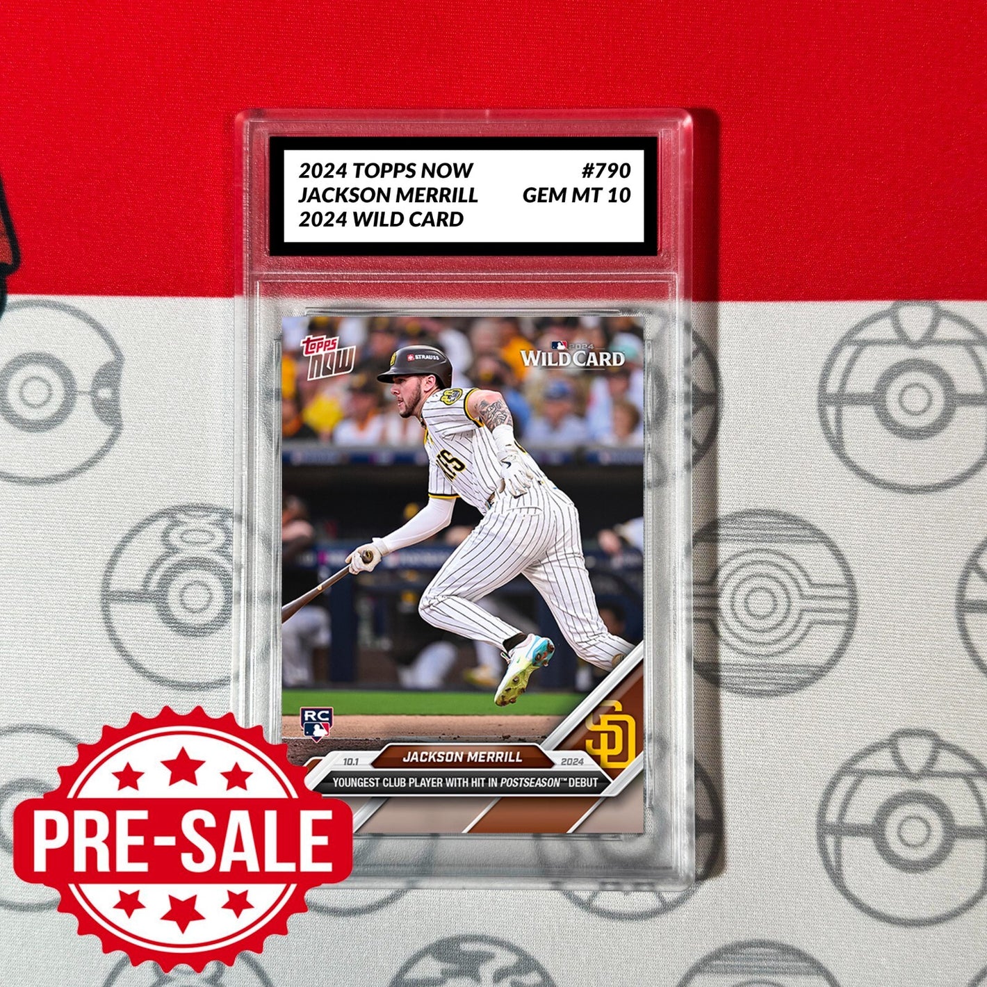 Graded 10 Jackson Merrill WILD CARD #790 Rookie RC 2024 TOPPS NOW Card Baseball