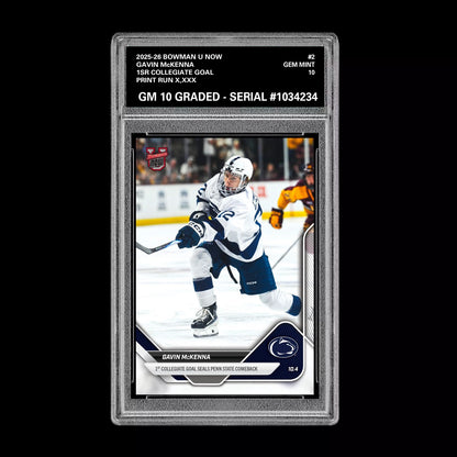 Graded 10 Gavin McKenna #2 Topps Now Bowman U Rookie Card Penn State Hockey RC Ice Hockey
