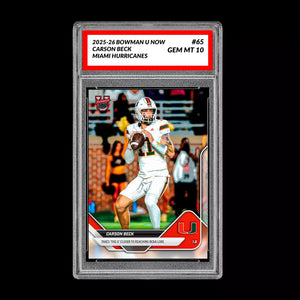 Graded 10 Carson Beck #65 Miami Hurricanes 2025-26 Bowman U NOW PRESALE Basketball
