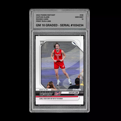 Graded 10 CAITLIN CLARK #166 RC Rookie Card 2024 Panini Instant Indiana Fever Basketball