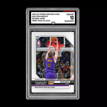 Graded 10 Dalton Knecht #123 LA Lakers Rookie RC 2024 Panini Instant NBA Basketball