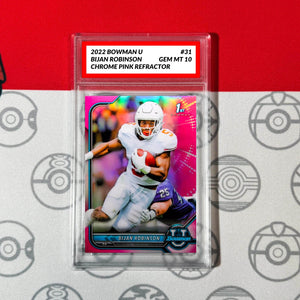 Graded 10 2022 1st Bowman U Bijan Robinson Rookie RC #31 CHROME PINK REFRACTOR Football