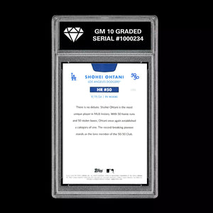 Graded 10 SHOHEI OHTANI HR #50 - 2024 Topps 50/50 Card #100 Dodgers MLB History Baseball