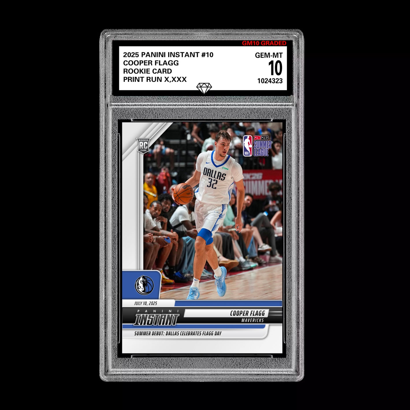 Graded 10 Cooper Flagg 2025 Panini Instant #10 RC Dallas DEBUT Mavs Rookie Card Basketball