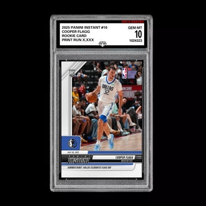 Graded 10 Cooper Flagg 2025 Panini Instant #10 RC Dallas DEBUT Mavs Rookie Card Basketball