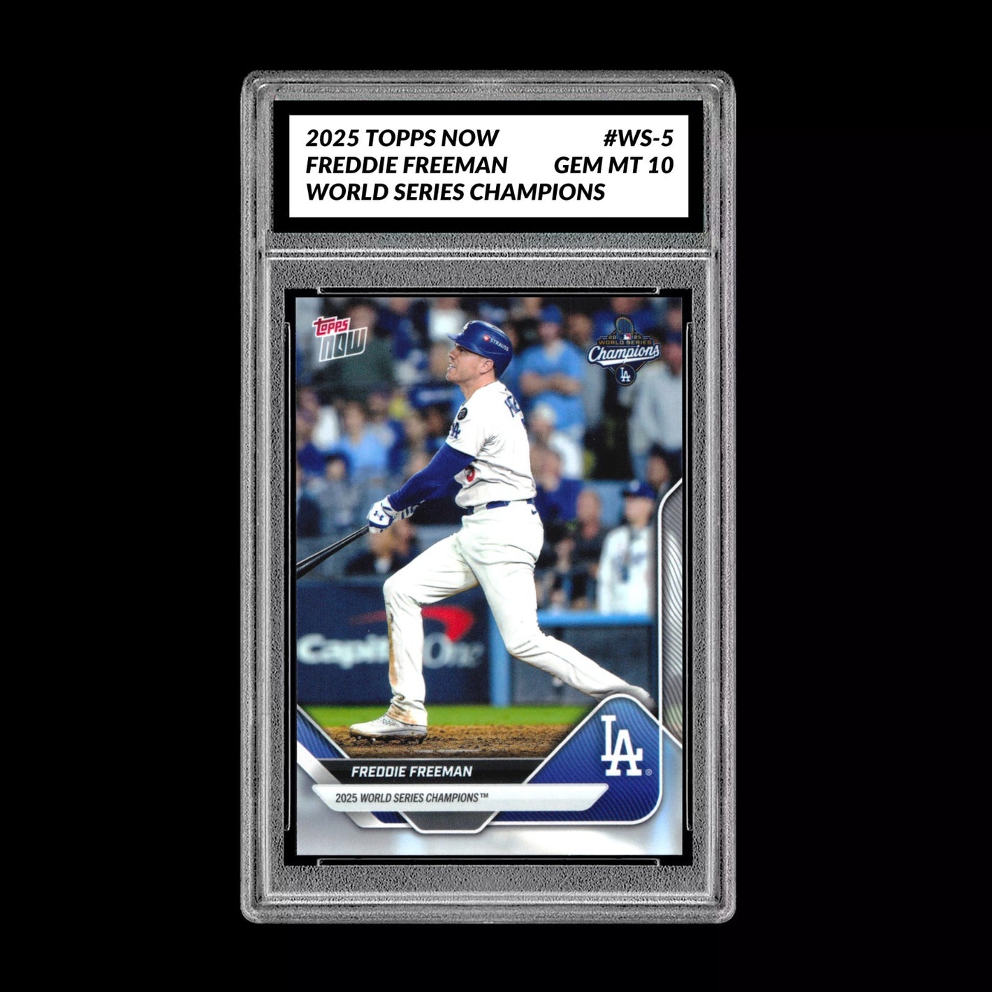 Graded 10 FREDDIE FREEMAN #WS-5 2025 Topps Now World Series Champions Dodgers Baseball