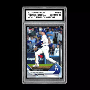 Graded 10 FREDDIE FREEMAN #WS-5 2025 Topps Now World Series Champions Dodgers Baseball
