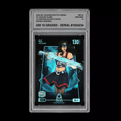 Caitlin Clark CC Graded 10 Rookie Ice BATTLEFOIL BF-44 Bo Jackson Battle Arena Basketball