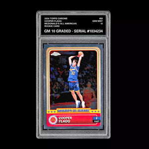 Graded 10 2024 COOPER FLAGG Topps Chrome RC Rookie McDonald’s All American #28 Basketball