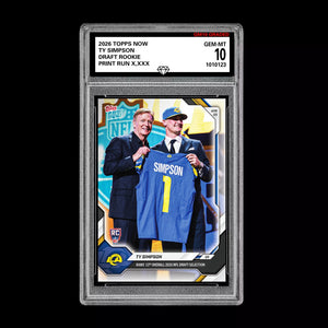Graded 10 Ty Simpson 2026 TOPPS NOW RC Rookie Card Rams  Football