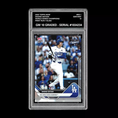 Graded 10 Shohei Ohtani #WS-1 2025 Topps Now World Series Champions Dodgers Baseball