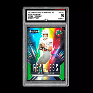 Graded 10 Arch Manning #F-AM Fearless Green 2024 Panini Prizm Draft RC Rookie Football