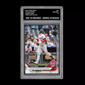 Graded 10 Dylan Crews RC Nationals Multi HR Game 2025 Topps NOW Card 87  Baseball