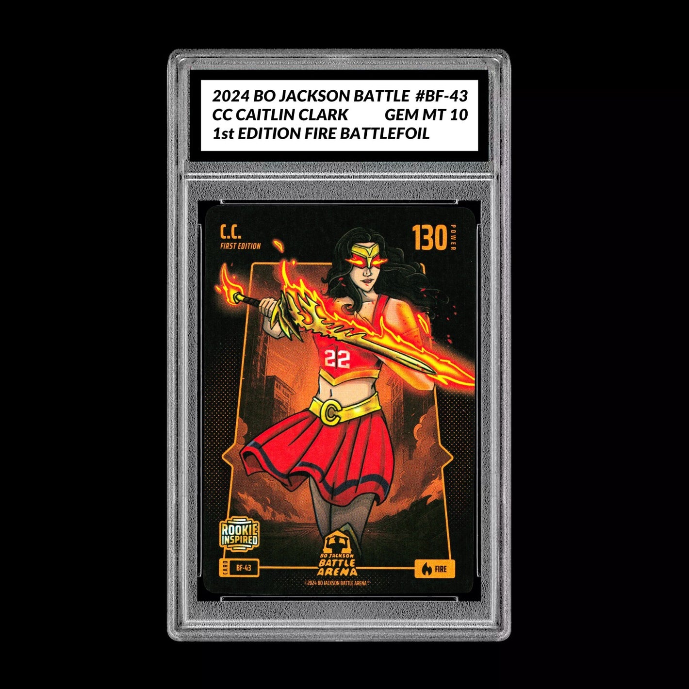 Caitlin Clark CC Graded 10 Rookie Fire BATTLEFOIL BF-43 Bo Jackson Battle Arena Basketball