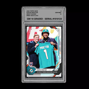 Graded 10 Kadyn Proctor 2026 TOPPS NOW RC Rookie Card Dolphins PRESALE Football