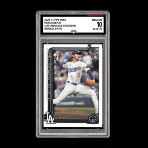 Graded 10 Roki Sasaki Rookie Card #558 2025 Topps Series 2 Los Angeles Dodgers Baseball
