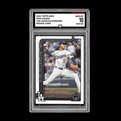 Graded 10 Roki Sasaki Rookie Card #558 2025 Topps Series 2 Los Angeles Dodgers Baseball