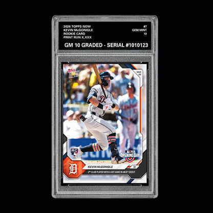 Graded 10 Kevin McGonigle RC Rookie #7 2026 Topps Now MLB Opening Day Presale Baseball
