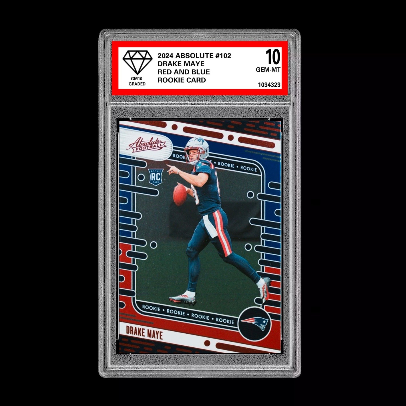 Graded 10 Drake Maye 2024 Panini Absolute - Rookies #103 Red Blue (RC) GEM MT Football