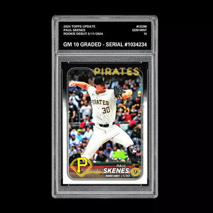 Graded 10 Paul Skenes Rookie DEBUT Card 2024 MLB TOPPS UPDATE US288 Pirates RC Baseball