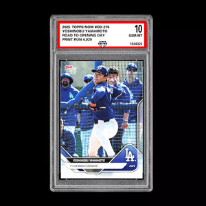 Graded 10 Yoshinobu Yamamoto SP SSP 2025 Topps Now Road to Opening Day #OD-276 Baseball