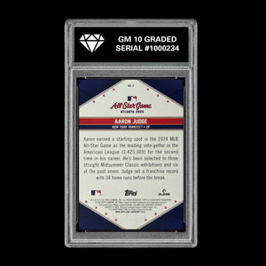 Graded 10 Aaron Judge 2025 Topps #AS-2 All Star Game SP Exclusive Redemption Baseball