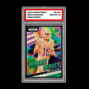Graded 10 Arch Manning 2024 Panini Prizm Draft Picks II-AM RC Rookie Green Prizm Football