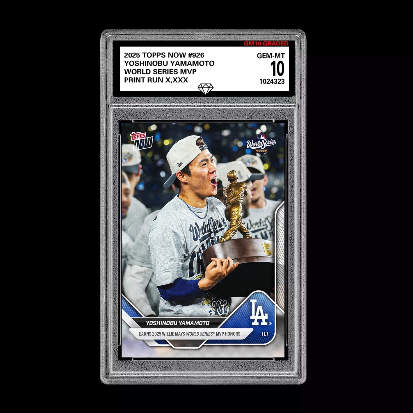 Graded 10 Yoshinobu Yamamoto  WORLD SERIES MVP 2025 MLB Topps NOW 926  Baseball