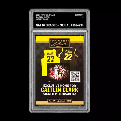 Graded 10 2024 Caitlin Clark Panini Authentic Box Insert Instant Trading Card Basketball
