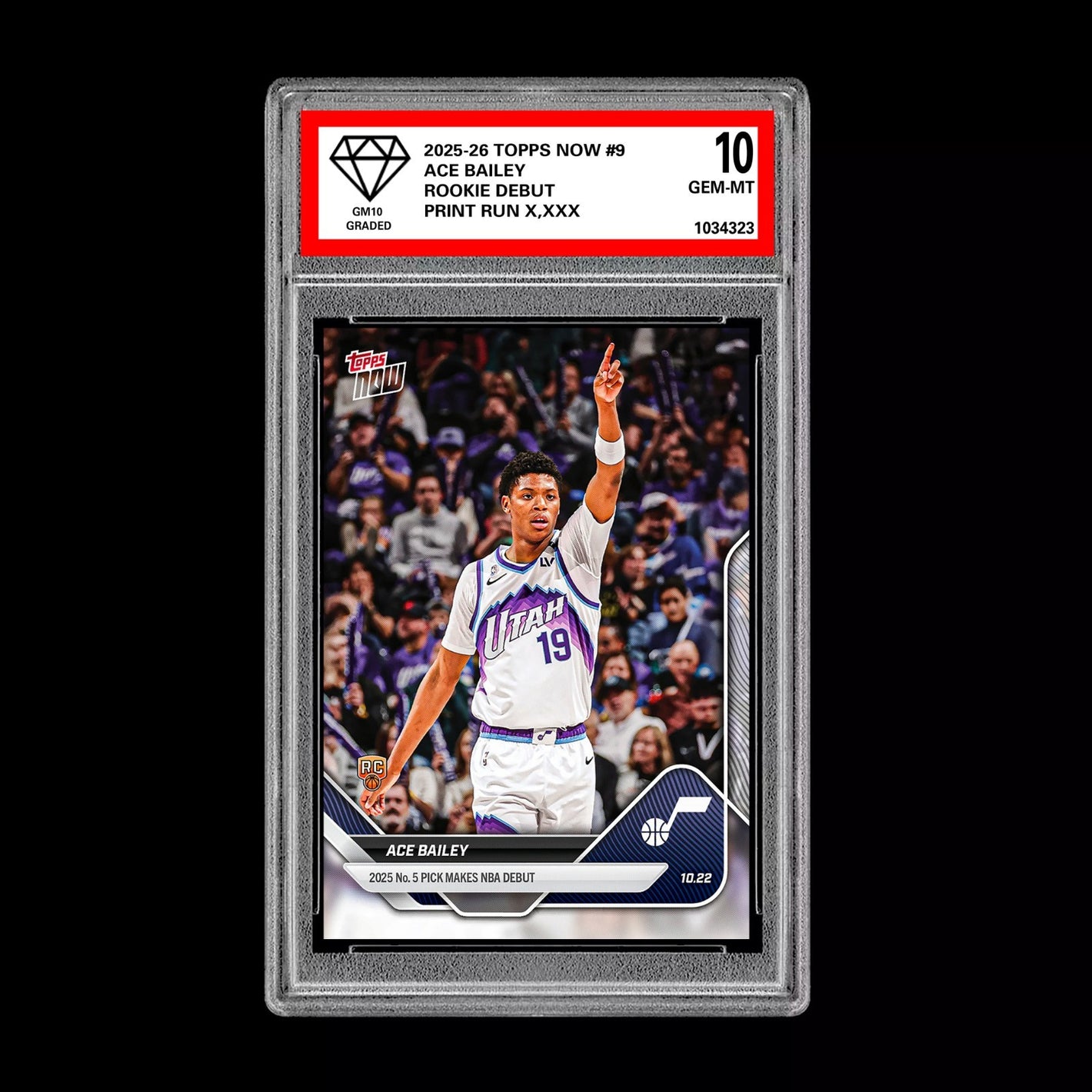 Graded 10 ACE BAILEY ROOKIE  RC 2025-26 TOPPS NOW JAZZ  - Presale Basketball