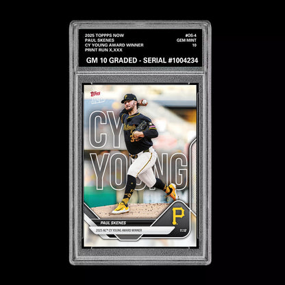 Graded 10 Paul Skenese CY Young Award Winner 2025 Topps Now #OS-4 Presale Baseball