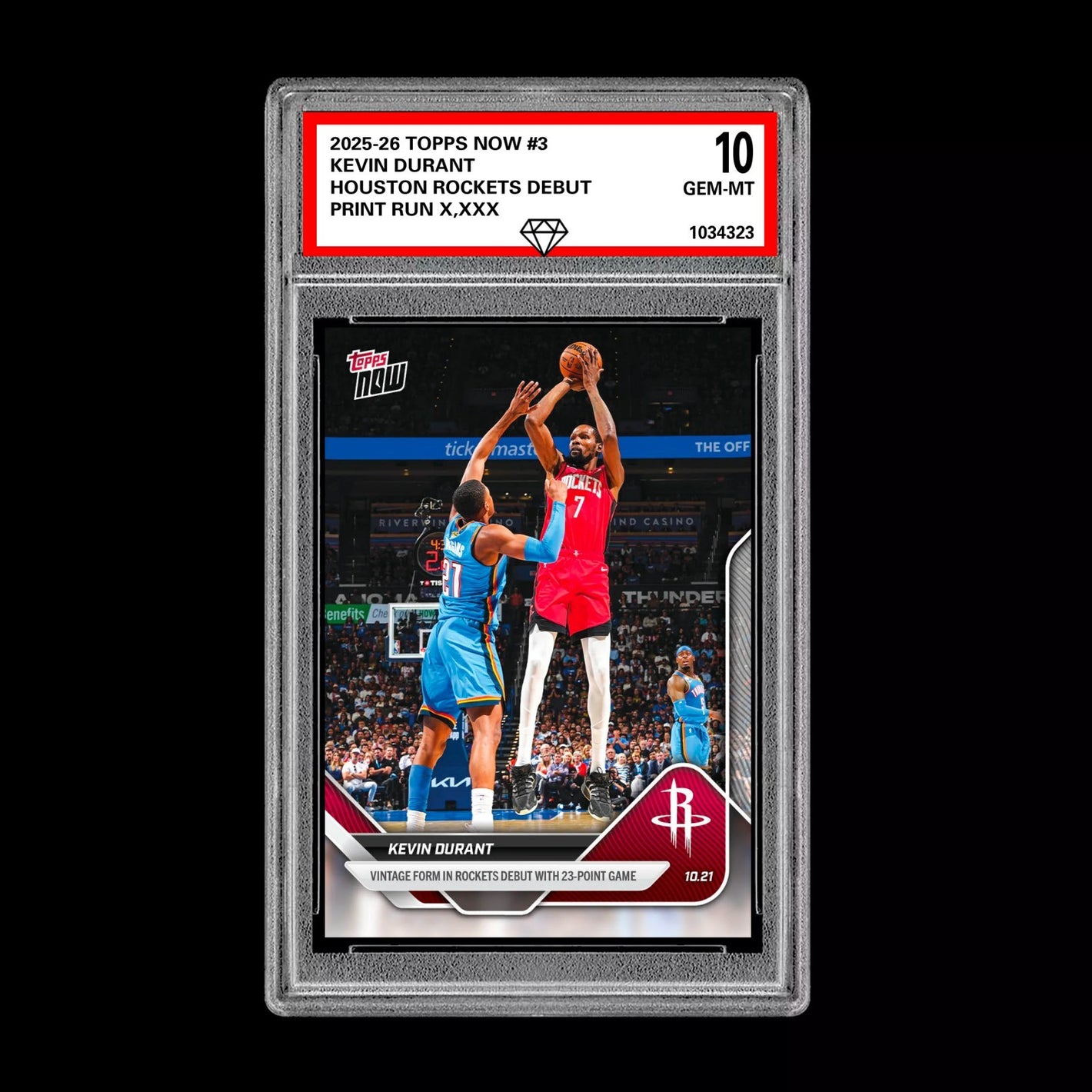Graded 10 KEVIN DURANT #3 2025-26 TOPPS NOW Basketball ROCKETS - Presale Basketball