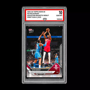 Graded 10 KEVIN DURANT #3 2025-26 TOPPS NOW Basketball ROCKETS - Presale Basketball