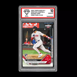Graded 10 Kristian Campbell RC Rookie Red Sox Debut 2025 Topps NOW 11  Baseball