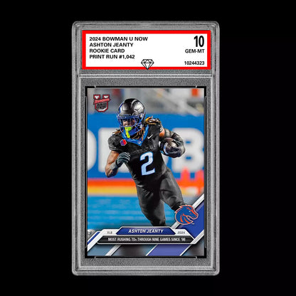 Graded 10 Ashton Jeanty Boise State 2024 Bowman U NOW Football Card 38 RC Rookie Football