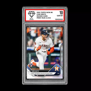 Graded 10 Cam Smith RC 1st Hit Astros Debut 2025 MLB Topps NOW Card 9 Baseball
