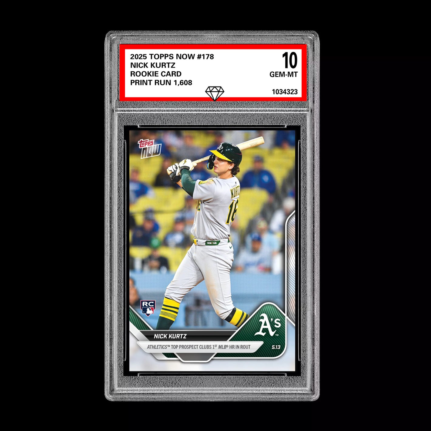 Graded 10 Nick Kurtz - 2025 TOPPS NOW #178 RC Rookie Oakland Athletics Baseball