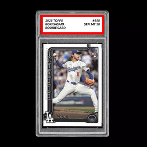 Graded 10 Roki Sasaki Rookie Card #558 2025 Topps Series 2 Los Angeles Dodgers Baseball