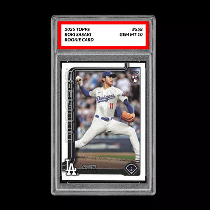 Graded 10 Roki Sasaki Rookie Card #558 2025 Topps Series 2 Los Angeles Dodgers Baseball