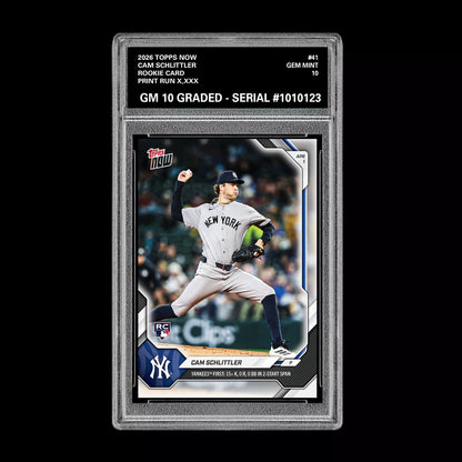 Graded 10 Cam Schlittler Rookie Card 41 2026 Topps NOW Yankees PRESALE Baseball