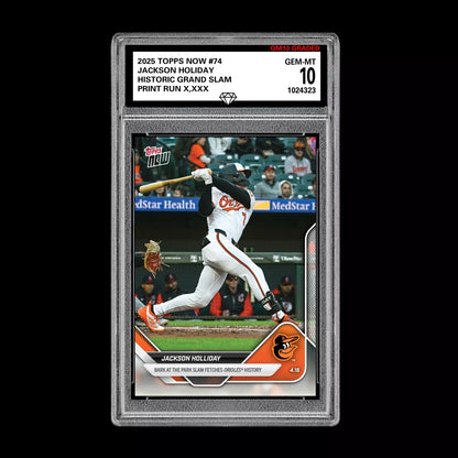 Graded 10 Jackson Holliday 2025 MLB TOPPS NOW Card # 74 Grand Slam  Baseball