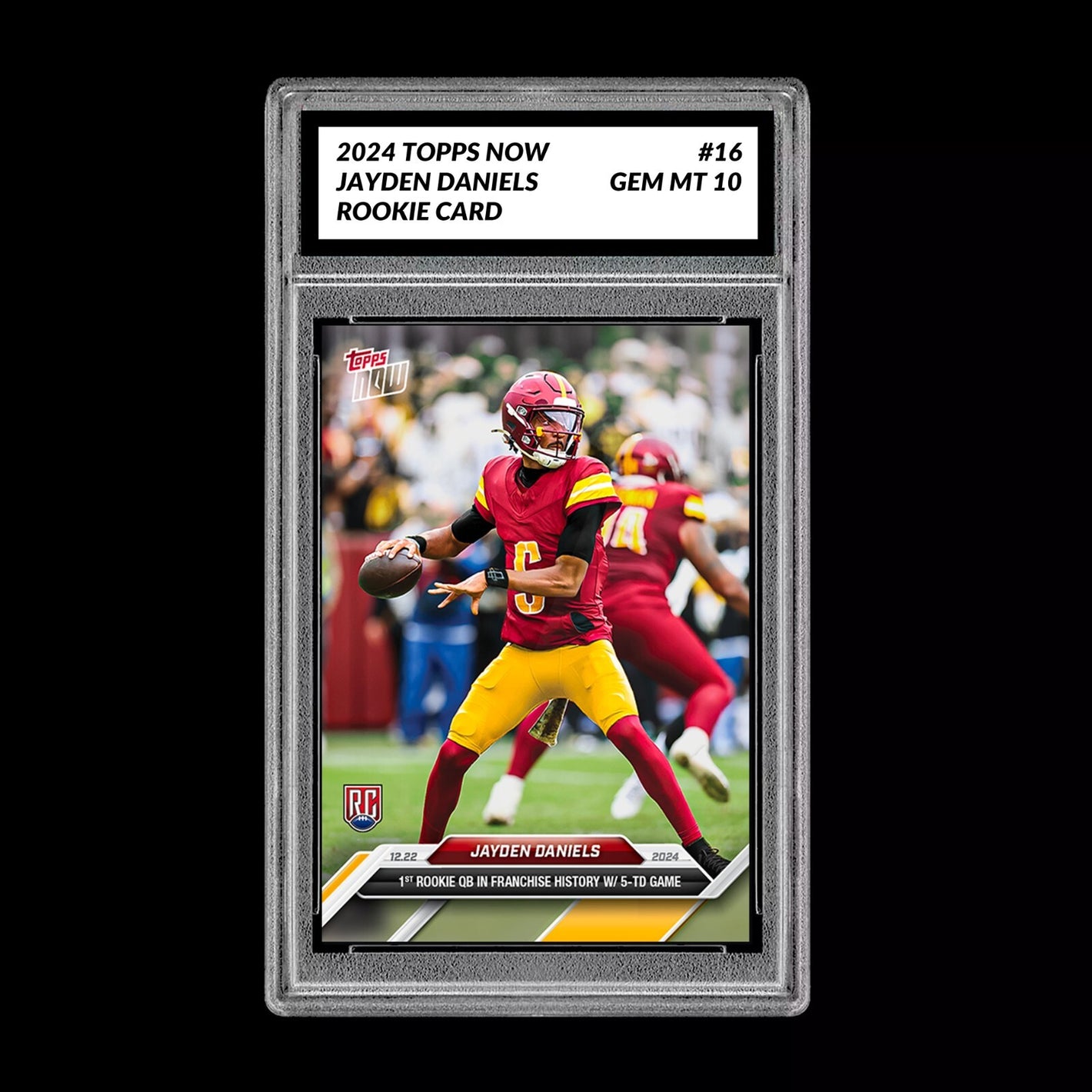 Graded 10 Jayden Daniels #16 RC 5 TD Game 2024 Topps NOW Rookie Card Football