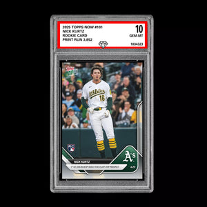 Graded 10 Nick Kurtz - 2025 TOPPS NOW #101 RC Rookie Oakland Athletics Baseball