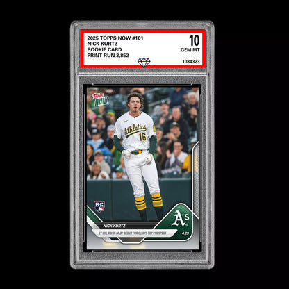 Graded 10 Nick Kurtz - 2025 TOPPS NOW #101 RC Rookie Oakland Athletics Baseball
