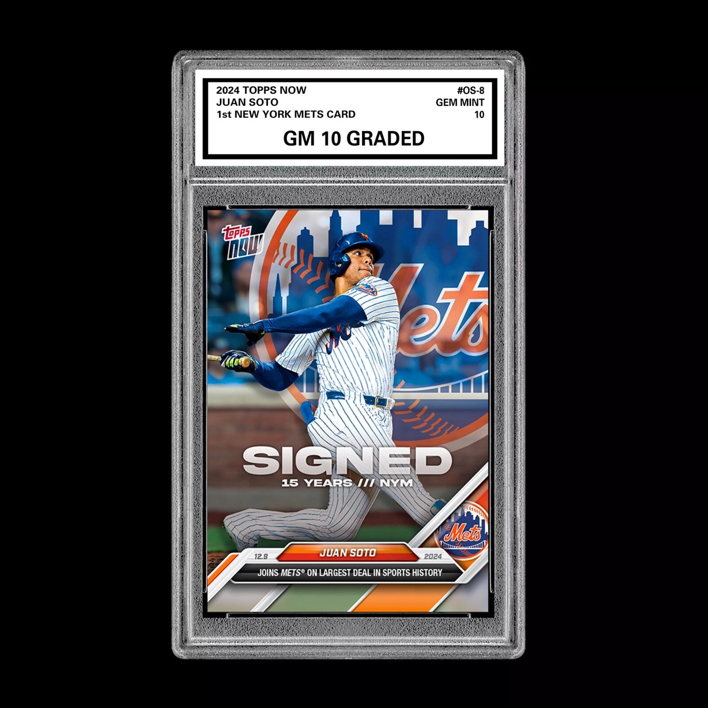 Graded 10 Juan Soto #OS-8 2024 MLB Topps NOW First New York Mets Card Baseball